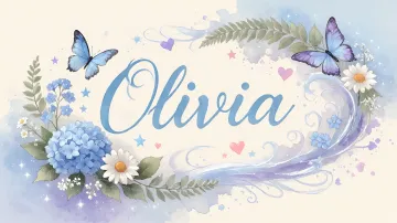 Olivia horizontal diseño 1 - Hortensias azules, flores pequeñas y acuarela suave con mariposas azules y brillo etéreo