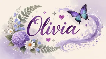 Olivia horizontal diseño 2 - Diseño elegante de hortensias en tonos lila y morados suaves, con volutas estilizadas y una mariposa mística que aporta un toque etéreo y mágico.