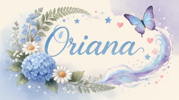 Oriana horizontal diseño 1 - Hortensias azules, flores pequeñas y acuarela suave con mariposas azules y brillo etéreo