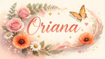 Oriana horizontal diseño 3 - Elegante composición de rosas rosadas y amapolas naranjas con mariposas doradas brillantes sobre un fondo cálido, romántico y mágico.