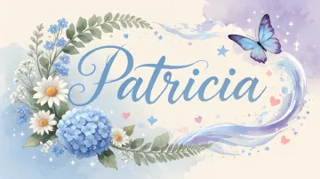 Patricia horizontal diseño 1 - Hortensias azules, flores pequeñas y acuarela suave con mariposas azules y brillo etéreo