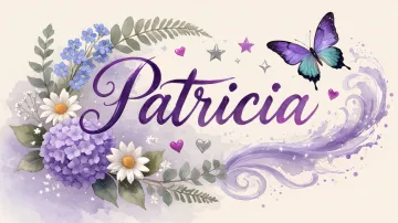 Patricia horizontal diseño 2 - Diseño elegante de hortensias en tonos lila y morados suaves, con volutas estilizadas y una mariposa mística que aporta un toque etéreo y mágico.