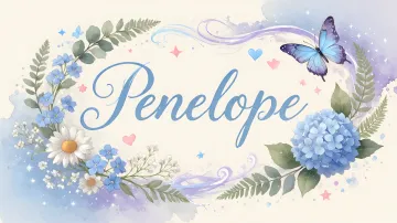 Penelope horizontal diseño 1 - Hortensias azules, flores pequeñas y acuarela suave con mariposas azules y brillo etéreo