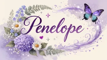 Penelope horizontal diseño 2 - Diseño elegante de hortensias en tonos lila y morados suaves, con volutas estilizadas y una mariposa mística que aporta un toque etéreo y mágico.