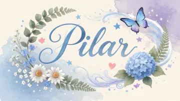 Pilar horizontal diseño 1 - Hortensias azules, flores pequeñas y acuarela suave con mariposas azules y brillo etéreo