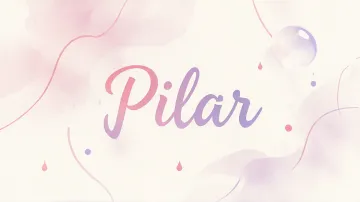 Pilar horizontal diseño 7 - Diseño abstracto en acuarela sobre fondo crema, con manchas fluidas y etéreas en rosa pastel y lila, líneas curvas que aportan movimiento, pequeñas gotas salpicadas cayendo verticalmente y una burbuja translúcida en la parte superior izquierda. El nombre resalta al centro con una tipografía cursiva amplia y elegante en degradado rosa a morado.