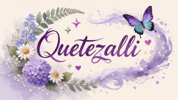 Quetzalli horizontal diseño 2 - Diseño elegante de hortensias en tonos lila y morados suaves, con volutas estilizadas y una mariposa mística que aporta un toque etéreo y mágico.