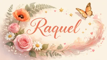 Raquel horizontal diseño 3 - Elegante composición de rosas rosadas y amapolas naranjas con mariposas doradas brillantes sobre un fondo cálido, romántico y mágico.