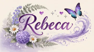 Rebeca horizontal diseño 2 - Diseño elegante de hortensias en tonos lila y morados suaves, con volutas estilizadas y una mariposa mística que aporta un toque etéreo y mágico.