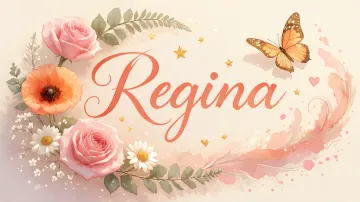 Regina horizontal diseño 3 - Elegante composición de rosas rosadas y amapolas naranjas con mariposas doradas brillantes sobre un fondo cálido, romántico y mágico.