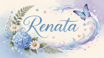 Renata horizontal diseño 1 - Hortensias azules, flores pequeñas y acuarela suave con mariposas azules y brillo etéreo