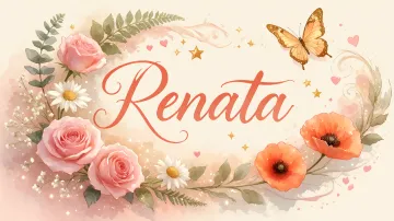 Renata horizontal diseño 3 - Elegante composición de rosas rosadas y amapolas naranjas con mariposas doradas brillantes sobre un fondo cálido, romántico y mágico.