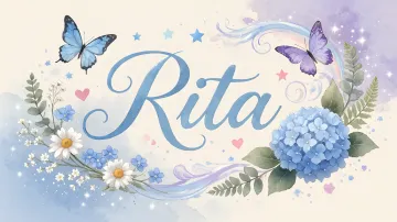 Rita horizontal diseño 1 - Hortensias azules, flores pequeñas y acuarela suave con mariposas azules y brillo etéreo