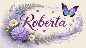 Roberta horizontal diseño 2 - Diseño elegante de hortensias en tonos lila y morados suaves, con volutas estilizadas y una mariposa mística que aporta un toque etéreo y mágico.