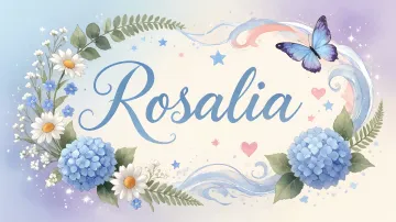 Rosalia horizontal diseño 1 - Hortensias azules, flores pequeñas y acuarela suave con mariposas azules y brillo etéreo