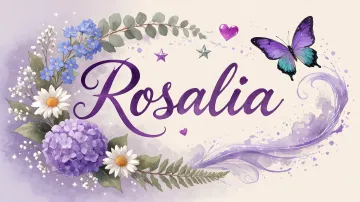 Rosalia horizontal diseño 2 - Diseño elegante de hortensias en tonos lila y morados suaves, con volutas estilizadas y una mariposa mística que aporta un toque etéreo y mágico.