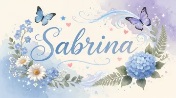 Sabrina horizontal diseño 1 - Hortensias azules, flores pequeñas y acuarela suave con mariposas azules y brillo etéreo