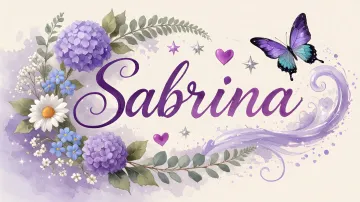 Sabrina horizontal diseño 2 - Diseño elegante de hortensias en tonos lila y morados suaves, con volutas estilizadas y una mariposa mística que aporta un toque etéreo y mágico.