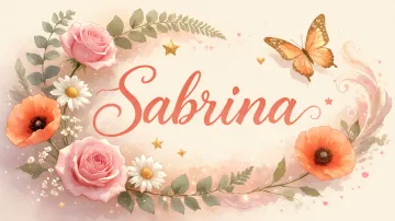 Sabrina horizontal diseño 3 - Elegante composición de rosas rosadas y amapolas naranjas con mariposas doradas brillantes sobre un fondo cálido, romántico y mágico.