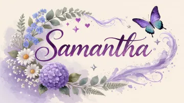 Samantha horizontal diseño 2 - Diseño elegante de hortensias en tonos lila y morados suaves, con volutas estilizadas y una mariposa mística que aporta un toque etéreo y mágico.