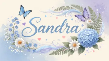 Sandra horizontal diseño 1 - Hortensias azules, flores pequeñas y acuarela suave con mariposas azules y brillo etéreo
