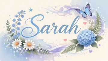 Sarah horizontal diseño 1 - Hortensias azules, flores pequeñas y acuarela suave con mariposas azules y brillo etéreo