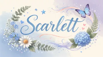 Scarlett horizontal diseño 1 - Hortensias azules, flores pequeñas y acuarela suave con mariposas azules y brillo etéreo