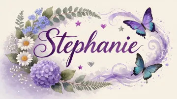 Stephanie horizontal diseño 2 - Diseño elegante de hortensias en tonos lila y morados suaves, con volutas estilizadas y una mariposa mística que aporta un toque etéreo y mágico.