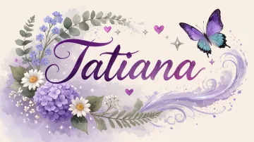 Tatiana horizontal diseño 2 - Diseño elegante de hortensias en tonos lila y morados suaves, con volutas estilizadas y una mariposa mística que aporta un toque etéreo y mágico.
