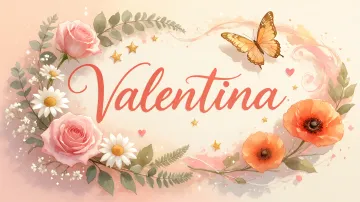 Valentina horizontal diseño 3 - Elegante composición de rosas rosadas y amapolas naranjas con mariposas doradas brillantes sobre un fondo cálido, romántico y mágico.