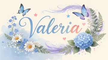 Valeria horizontal diseño 1 - Hortensias azules, flores pequeñas y acuarela suave con mariposas azules y brillo etéreo