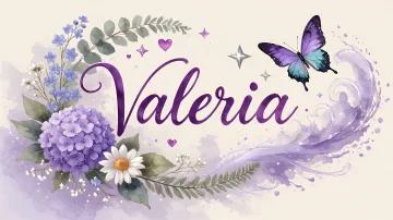 Valeria horizontal diseño 2 - Diseño elegante de hortensias en tonos lila y morados suaves, con volutas estilizadas y una mariposa mística que aporta un toque etéreo y mágico.