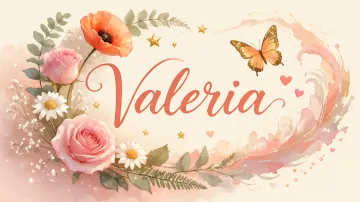 Valeria horizontal diseño 3 - Elegante composición de rosas rosadas y amapolas naranjas con mariposas doradas brillantes sobre un fondo cálido, romántico y mágico.