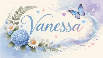 Vanessa horizontal diseño 1 - Hortensias azules, flores pequeñas y acuarela suave con mariposas azules y brillo etéreo