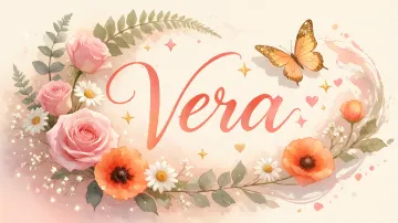 Vera horizontal diseño 3 - Elegante composición de rosas rosadas y amapolas naranjas con mariposas doradas brillantes sobre un fondo cálido, romántico y mágico.
