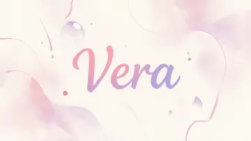 Vera horizontal diseño 7 - Diseño abstracto en acuarela sobre fondo crema, con manchas fluidas y etéreas en rosa pastel y lila, líneas curvas que aportan movimiento, pequeñas gotas salpicadas cayendo verticalmente y una burbuja translúcida en la parte superior izquierda. El nombre resalta al centro con una tipografía cursiva amplia y elegante en degradado rosa a morado.