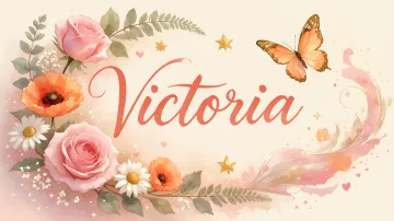 Victoria horizontal diseño 3 - Elegante composición de rosas rosadas y amapolas naranjas con mariposas doradas brillantes sobre un fondo cálido, romántico y mágico.