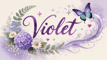 Violet horizontal diseño 2 - Diseño elegante de hortensias en tonos lila y morados suaves, con volutas estilizadas y una mariposa mística que aporta un toque etéreo y mágico.