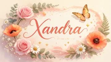 Xandra horizontal diseño 3 - Elegante composición de rosas rosadas y amapolas naranjas con mariposas doradas brillantes sobre un fondo cálido, romántico y mágico.