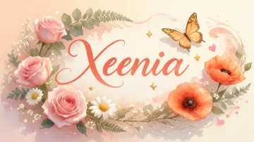 Xenia horizontal diseño 3 - Elegante composición de rosas rosadas y amapolas naranjas con mariposas doradas brillantes sobre un fondo cálido, romántico y mágico.