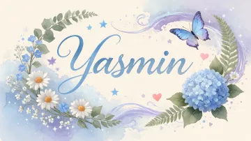 Yasmin horizontal diseño 1 - Hortensias azules, flores pequeñas y acuarela suave con mariposas azules y brillo etéreo