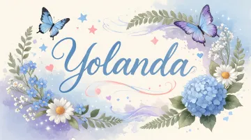 Yolanda horizontal diseño 1 - Hortensias azules, flores pequeñas y acuarela suave con mariposas azules y brillo etéreo