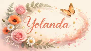 Yolanda horizontal diseño 3 - Elegante composición de rosas rosadas y amapolas naranjas con mariposas doradas brillantes sobre un fondo cálido, romántico y mágico.