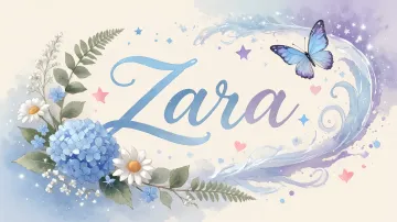 Zara horizontal diseño 1 - Hortensias azules, flores pequeñas y acuarela suave con mariposas azules y brillo etéreo