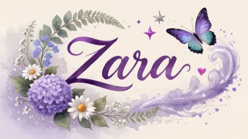 Zara horizontal diseño 2 - Diseño elegante de hortensias en tonos lila y morados suaves, con volutas estilizadas y una mariposa mística que aporta un toque etéreo y mágico.