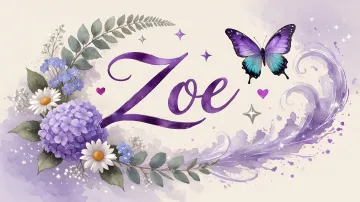 Zoe horizontal diseño 2 - Diseño elegante de hortensias en tonos lila y morados suaves, con volutas estilizadas y una mariposa mística que aporta un toque etéreo y mágico.