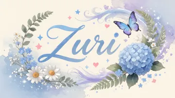 Zuri horizontal diseño 1 - Hortensias azules, flores pequeñas y acuarela suave con mariposas azules y brillo etéreo
