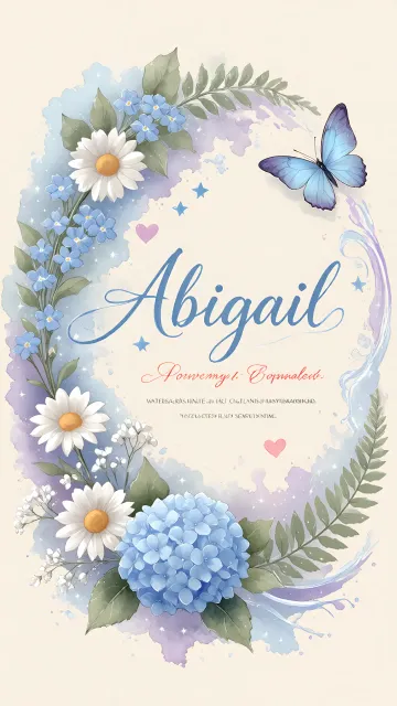 Abigail diseño 1 - Hortensias azules, flores pequeñas y acuarela suave con mariposas azules y brillo etéreo
