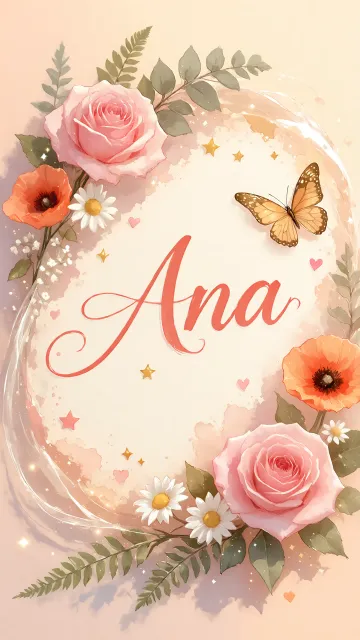 Ana diseño 3 - Elegante composición de rosas rosadas y amapolas naranjas con mariposas doradas brillantes sobre un fondo cálido, romántico y mágico.