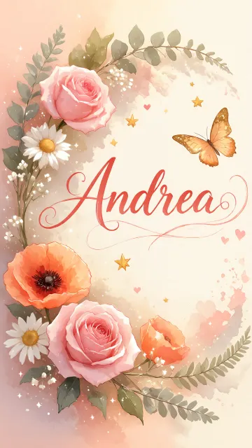 Andrea diseño 3 - Elegante composición de rosas rosadas y amapolas naranjas con mariposas doradas brillantes sobre un fondo cálido, romántico y mágico.